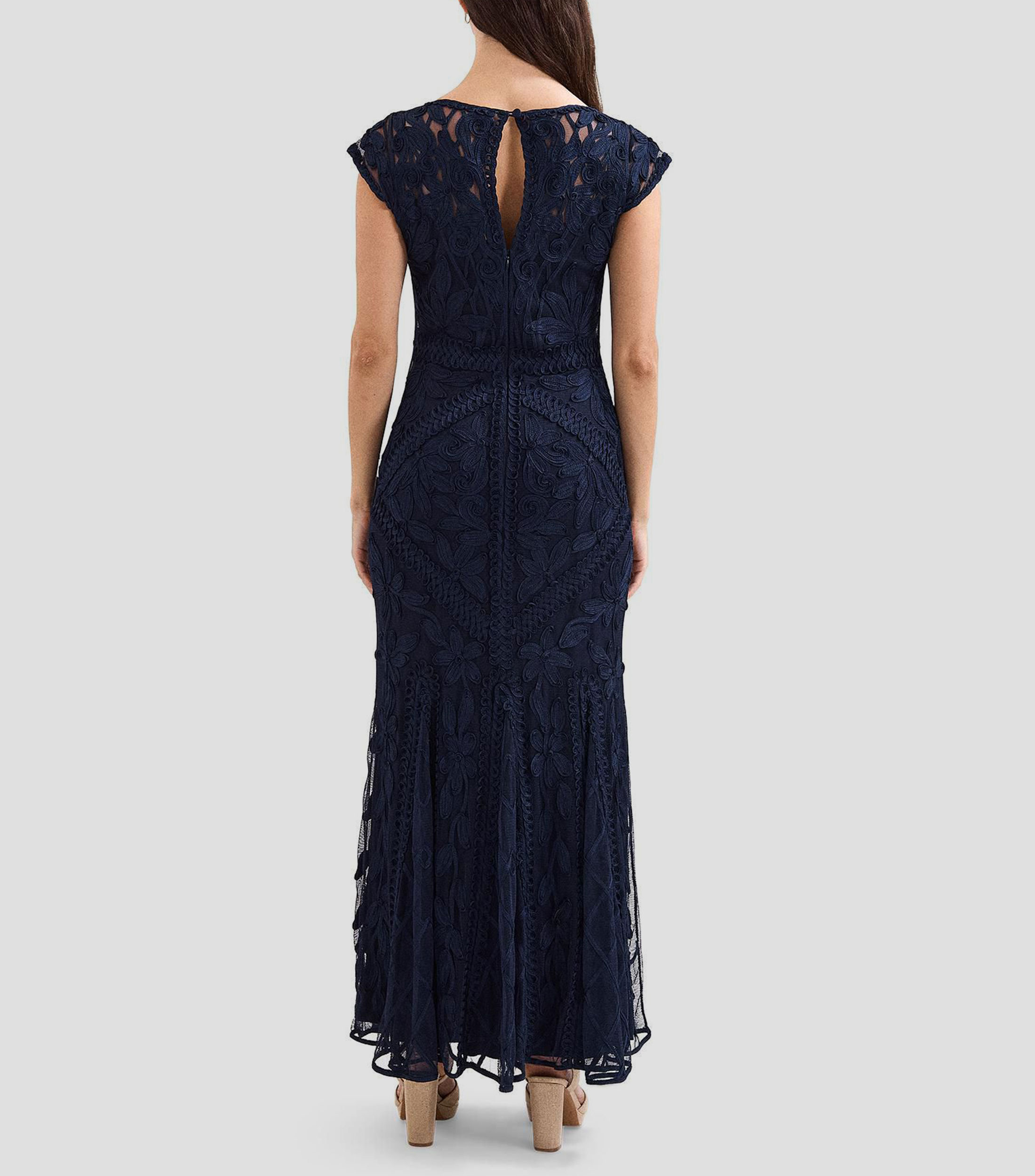 Vestido de fiesta maxi con microdiseño Mujer